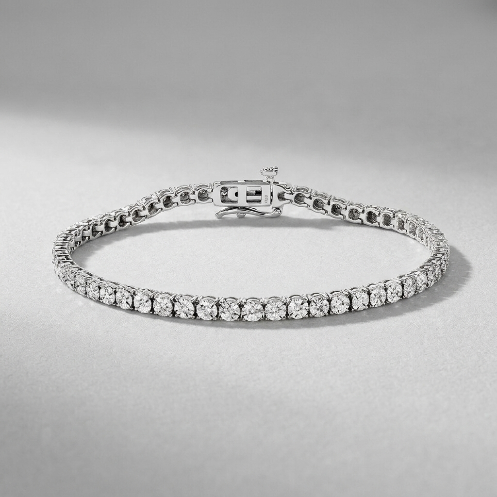 The Elara 0.25 CT Lab grown Diamond Tennis Bracelet in Rhodium-Plated White gold