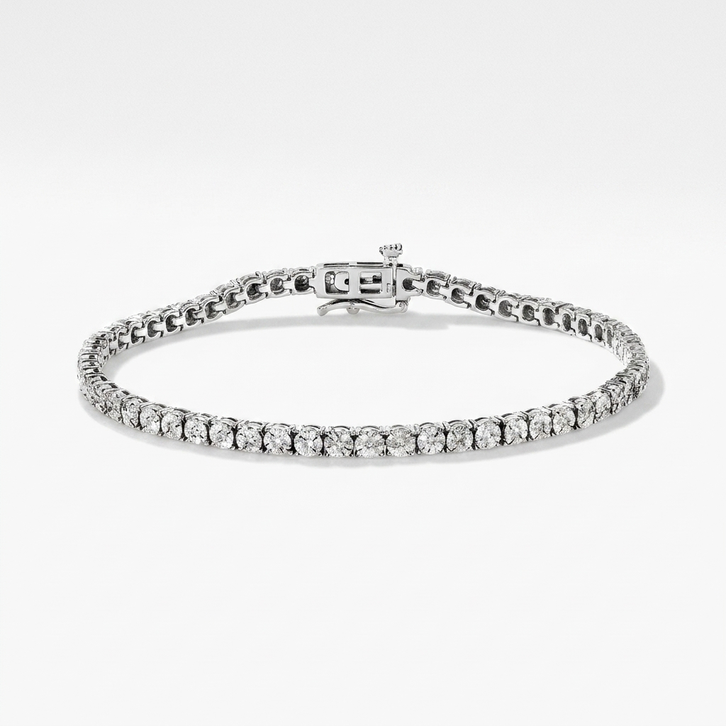 The Elara 0.25 CT Lab grown Diamond Tennis Bracelet in Rhodium-Plated White gold