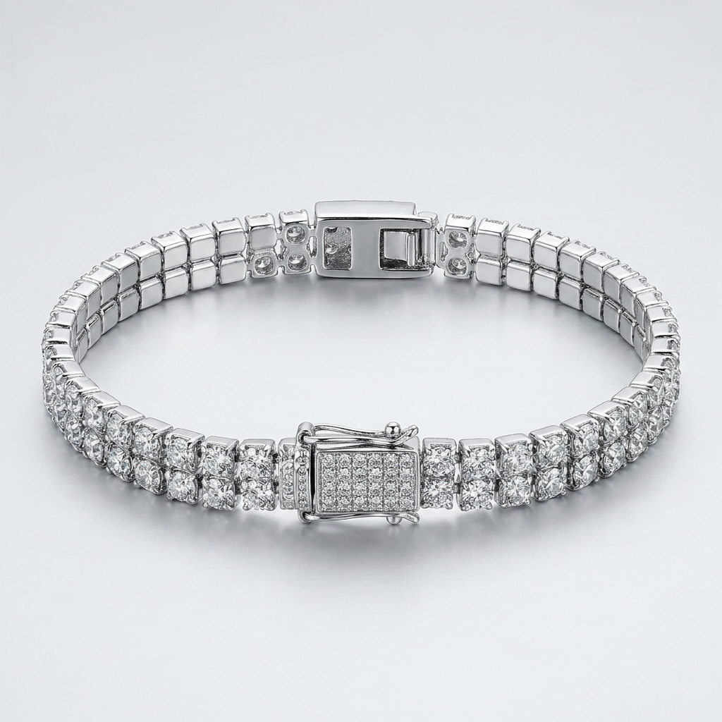 The Virelle 5 CT Double-Row Lab-Grown Diamond Tennis Bracelet in White Gold