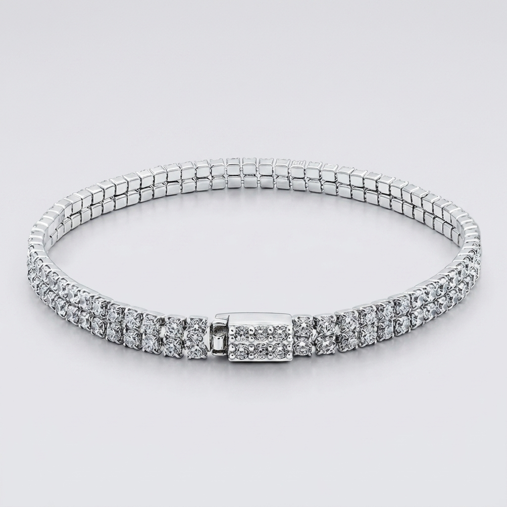 The Virelle 5 CT Double-Row Lab-Grown Diamond Tennis Bracelet in White Gold
