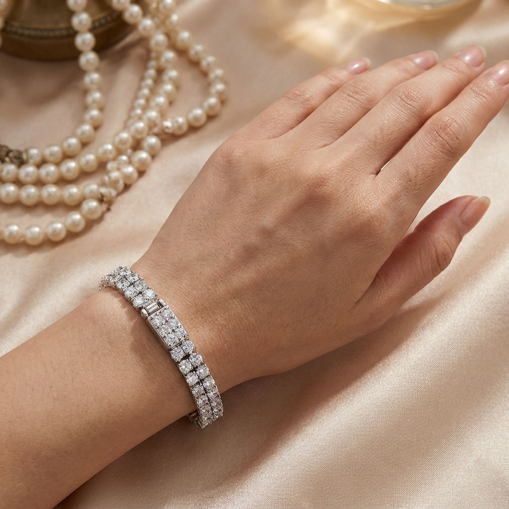 The Virelle 5 CT Double-Row Lab-Grown Diamond Tennis Bracelet in White Gold