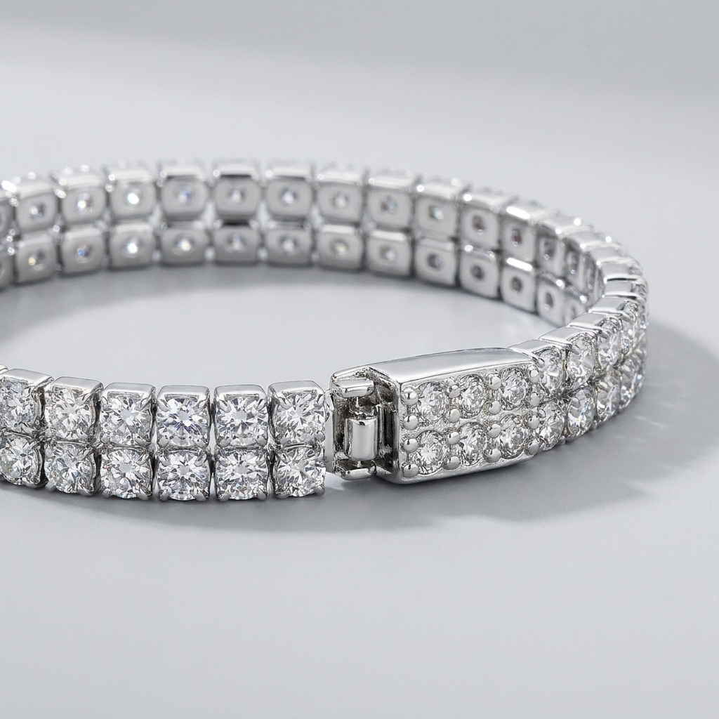 The Virelle 5 CT Double-Row Lab-Grown Diamond Tennis Bracelet in White Gold