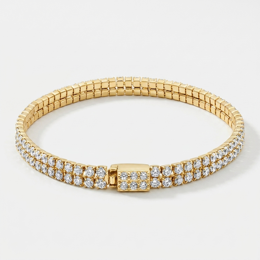 The Virelle 5 CT Double-Row Lab-Grown Diamond Tennis Bracelet in White Gold