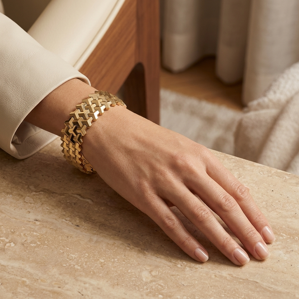 The Axis Geometric Link Unisex Wristband by Ornamystic