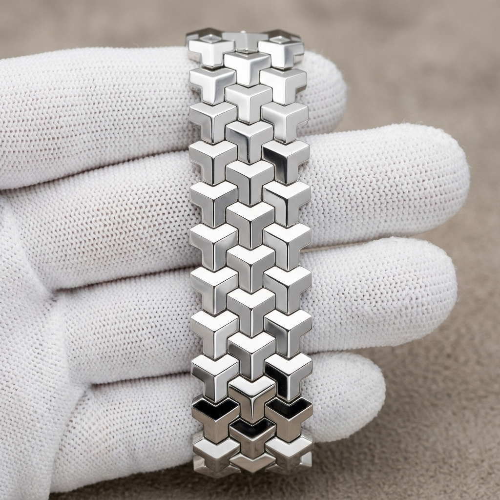 The Axis Geometric Link Unisex Wristband by Ornamystic