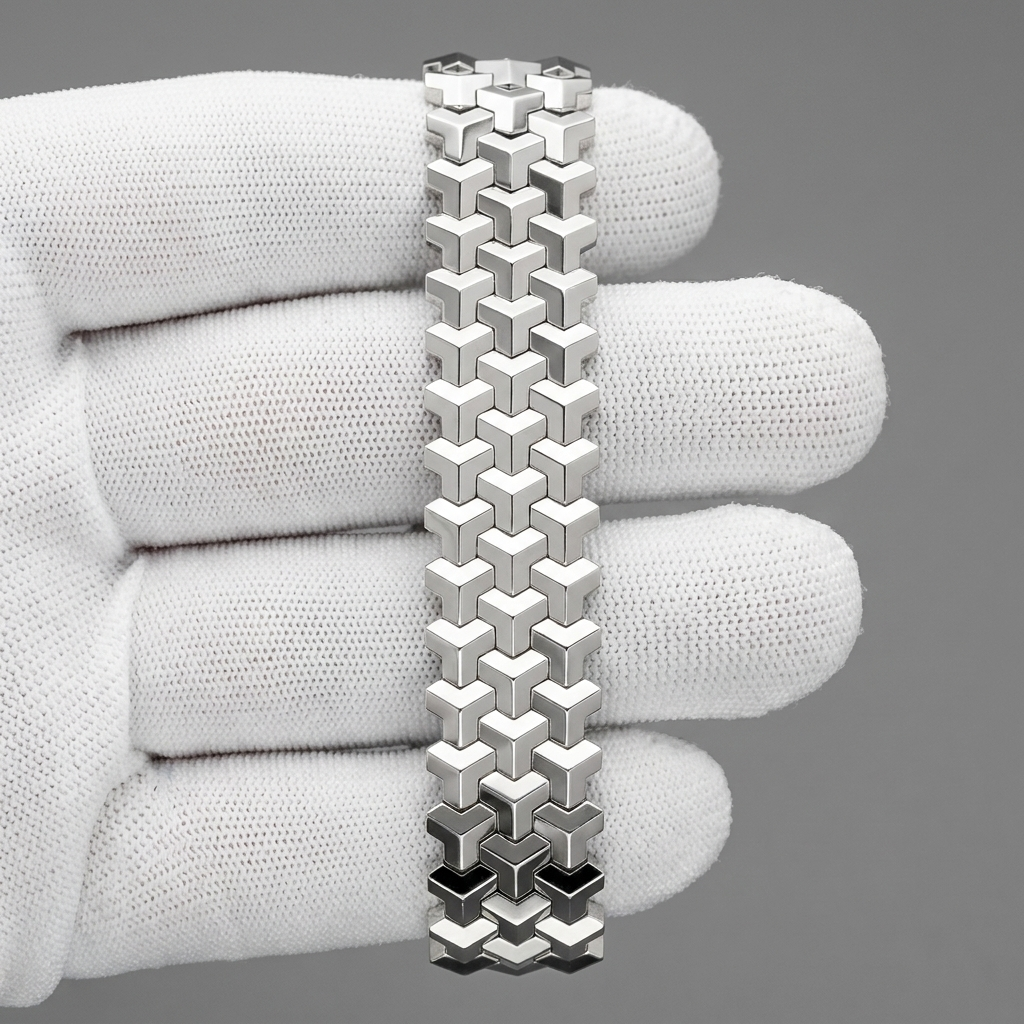 The Axis Geometric Link Unisex Wristband by Ornamystic