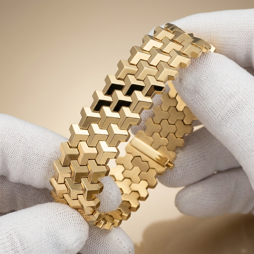 The Axis Geometric Link Unisex Wristband by Ornamystic