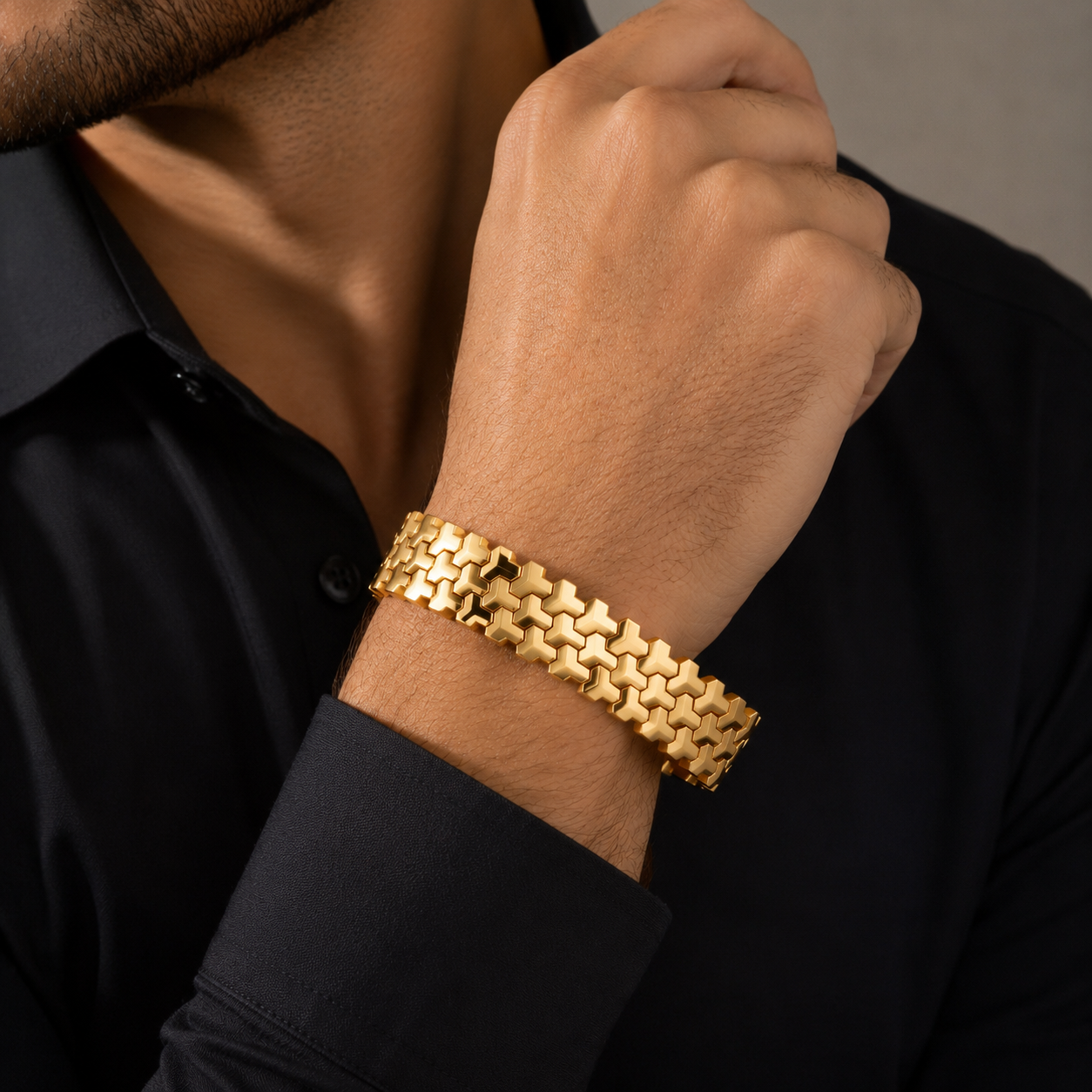 The Axis Geometric Link Unisex Wristband by Ornamystic