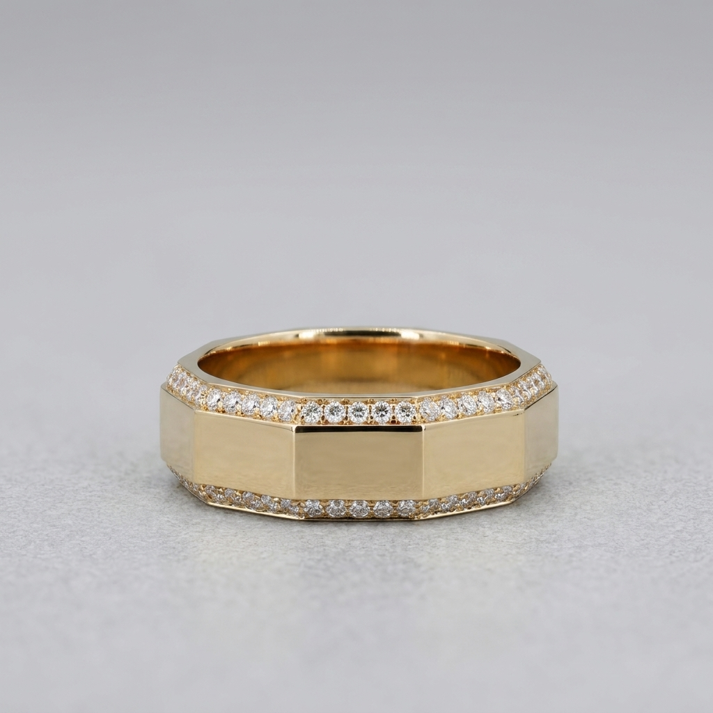 The Meridian Diamond-Edge 6mm Wedding Band in 14K Yellow Gold
