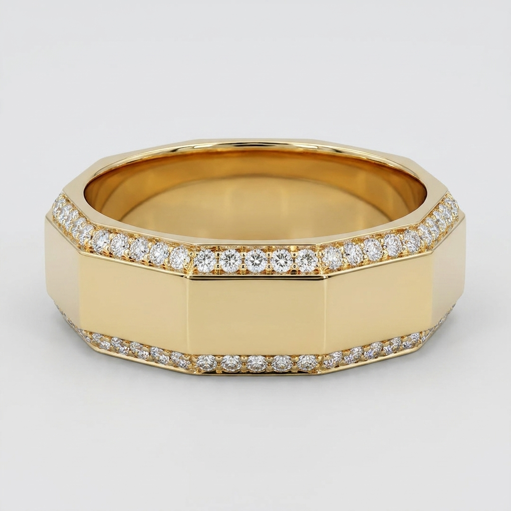 The Meridian Diamond-Edge 6mm Wedding Band in 14K Yellow Gold