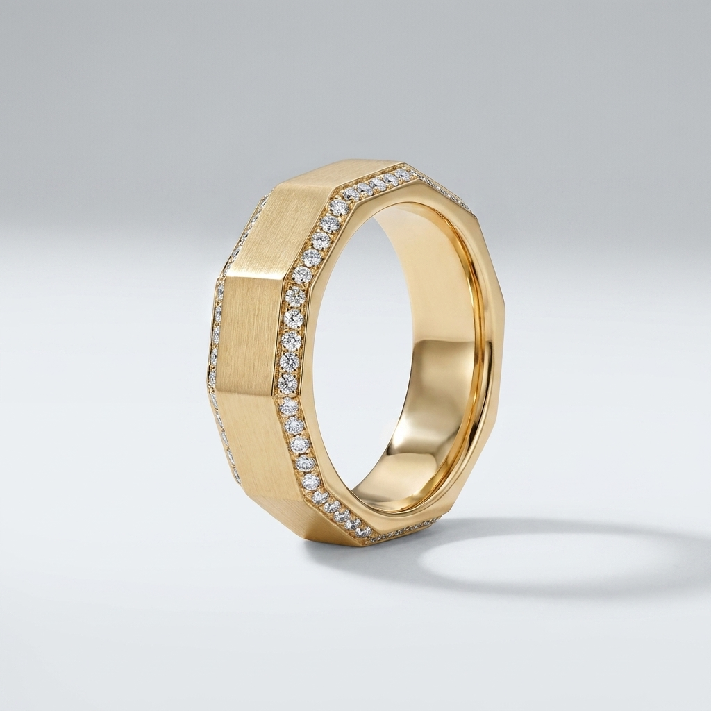 The Meridian Diamond-Edge 6mm Wedding Band in 14K Yellow Gold