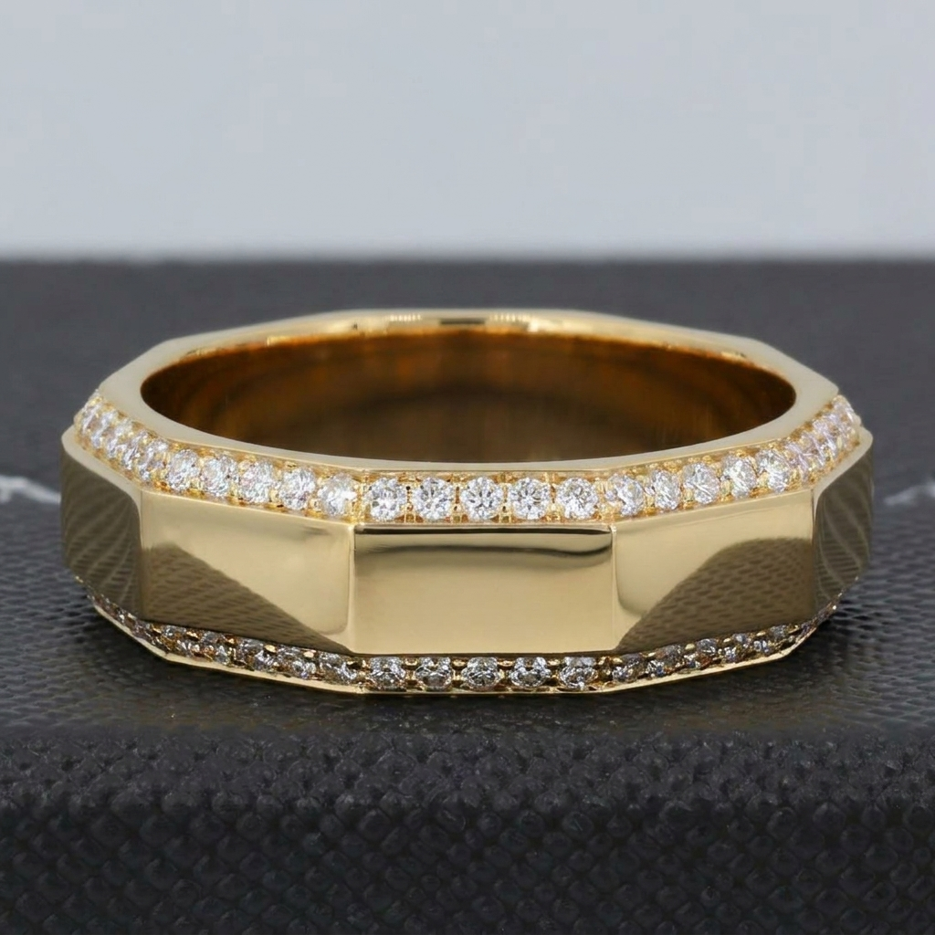 The Meridian Diamond-Edge 6mm Wedding Band in 14K Yellow Gold