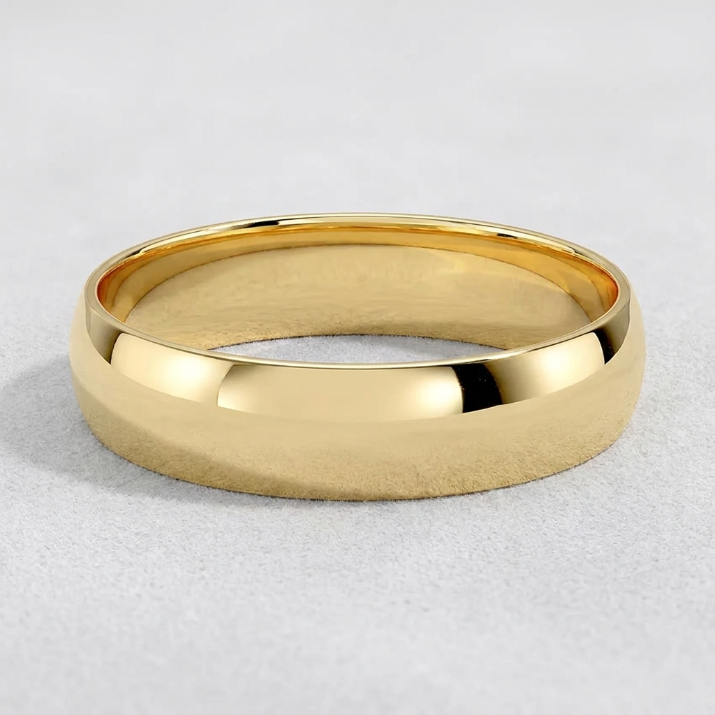The Alder Slim-Dome 5mm Wedding Band in Natural Diamond 14K Yellow Gold with