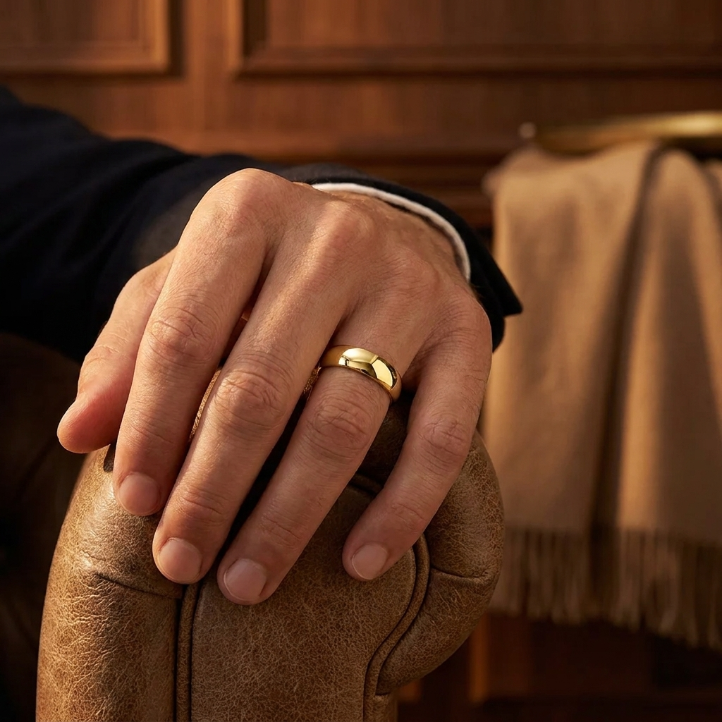 The Alder Slim-Dome 5mm Wedding Band in Natural Diamond 14K Yellow Gold with