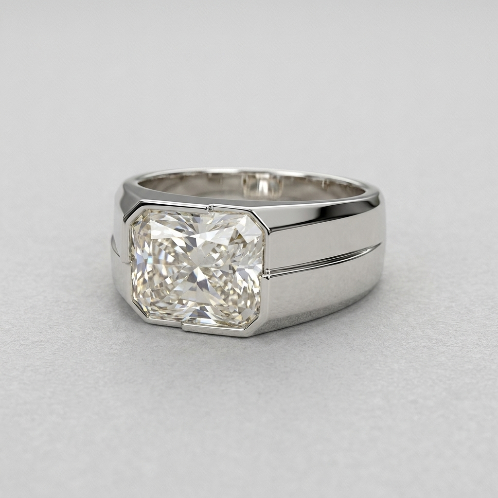 The Arclight 2 CT Lab-Grown Diamond Men’s Signet Ring in 14 KT White Gold
