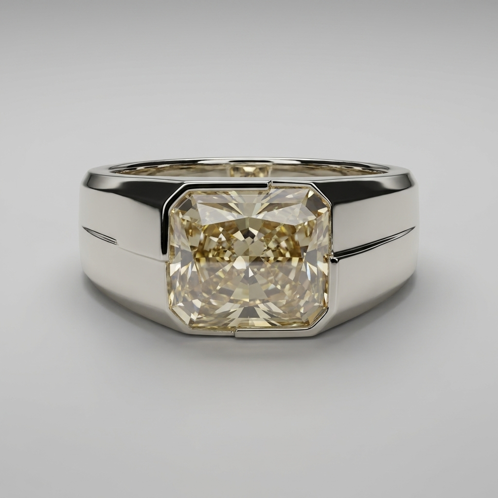 The Arclight 2 CT Lab-Grown Diamond Men’s Signet Ring in 14 KT White Gold