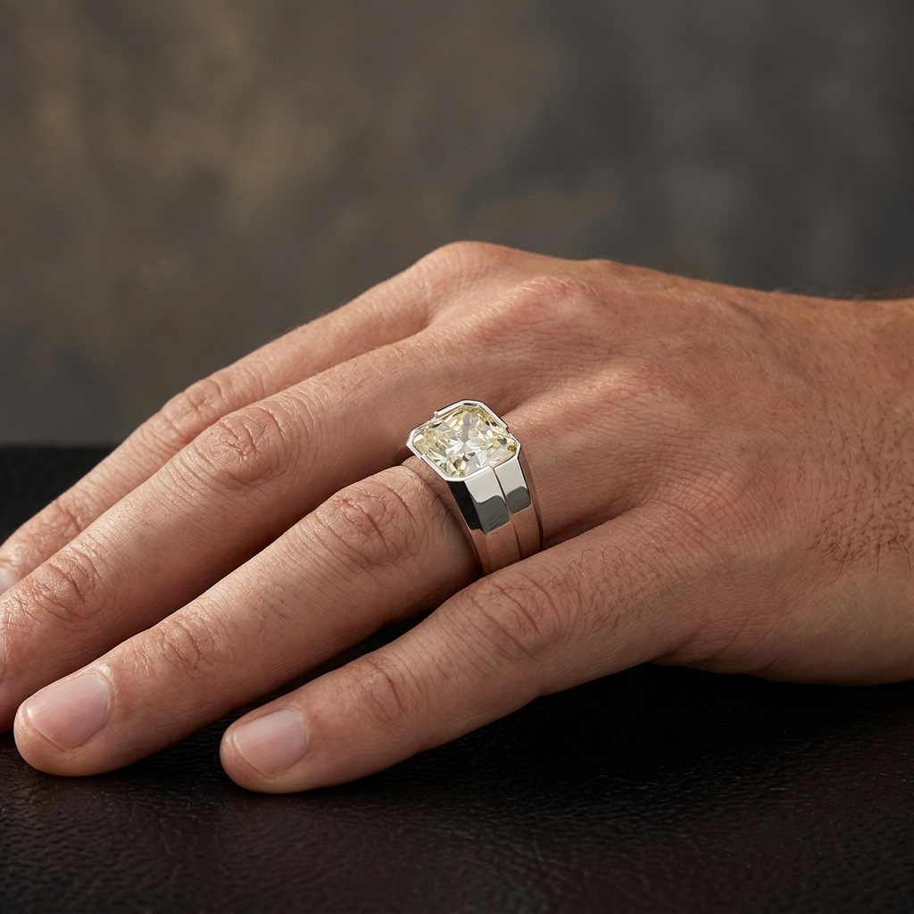 The Arclight 2 CT Lab-Grown Diamond Men’s Signet Ring in 14 KT White Gold