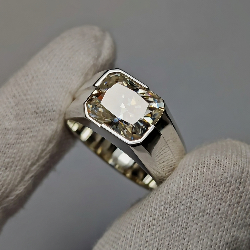 The Arclight 2 CT Lab-Grown Diamond Men’s Signet Ring in 14 KT White Gold