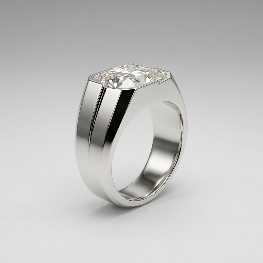 The Arclight 2 CT Lab-Grown Diamond Men’s Signet Ring in 14 KT White Gold