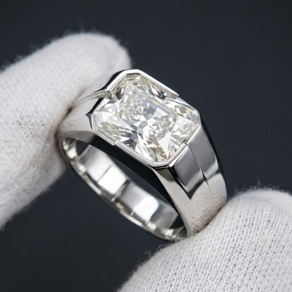 The Arclight 2 CT Lab-Grown Diamond Men’s Signet Ring in 14 KT White Gold