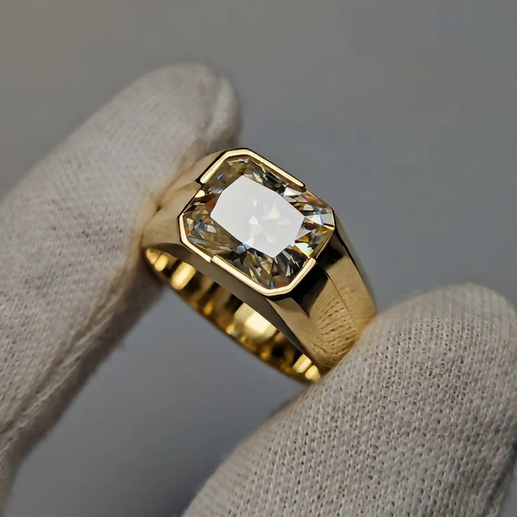 The Arclight 2 CT Lab-Grown Diamond Men’s Signet Ring in 14 KT White Gold