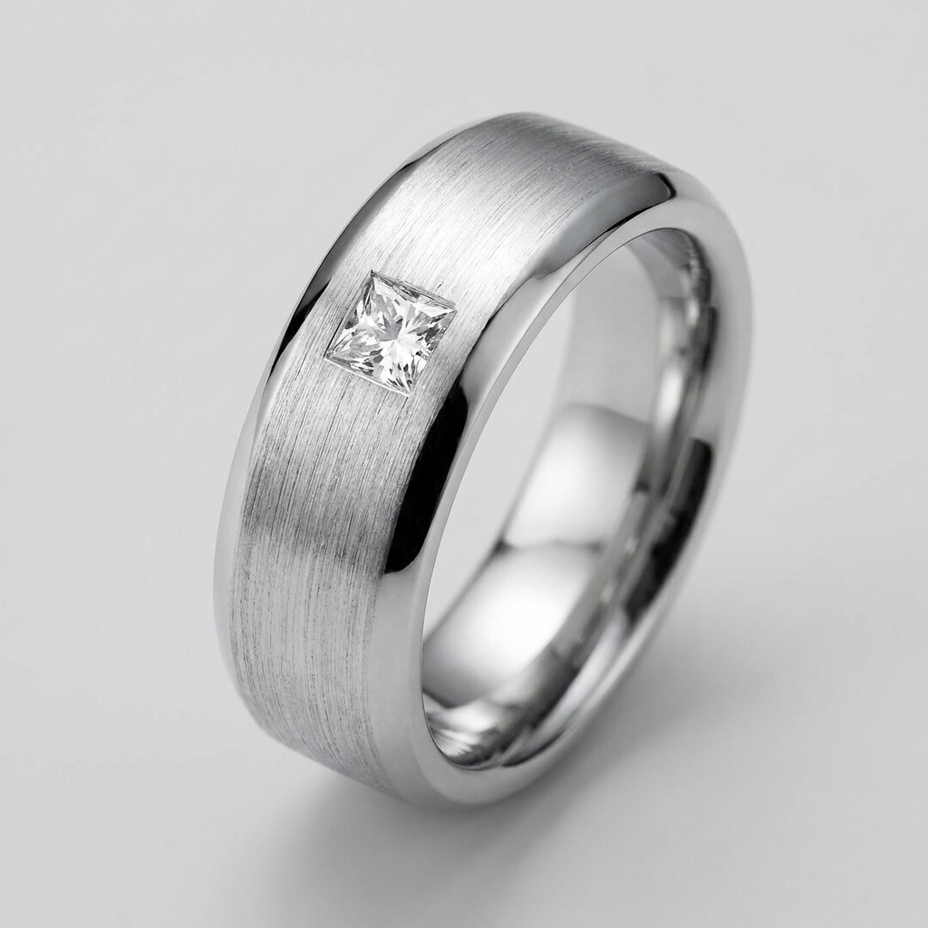 The Valen 0.15 CT Natural Diamond Men’s Band in 10 KT White Gold