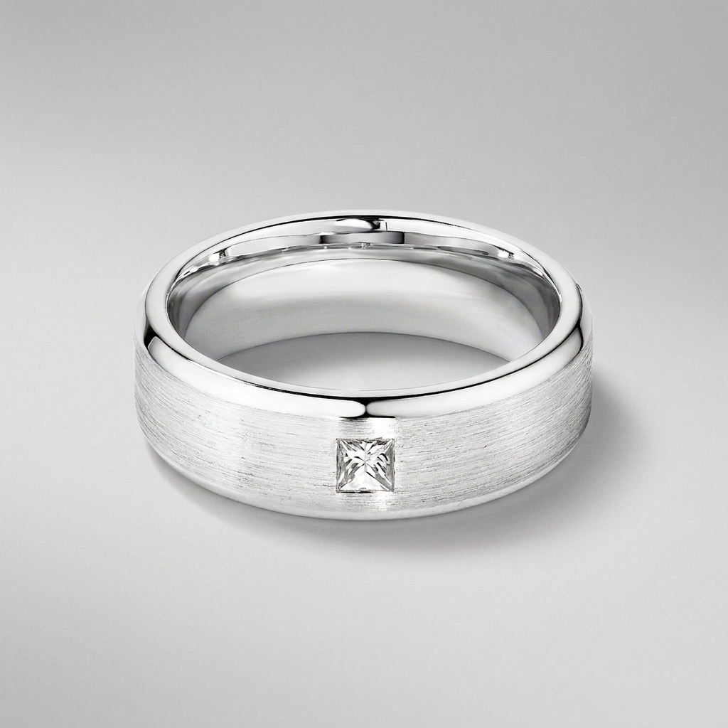 The Valen 0.15 CT Natural Diamond Men’s Band in 10 KT White Gold