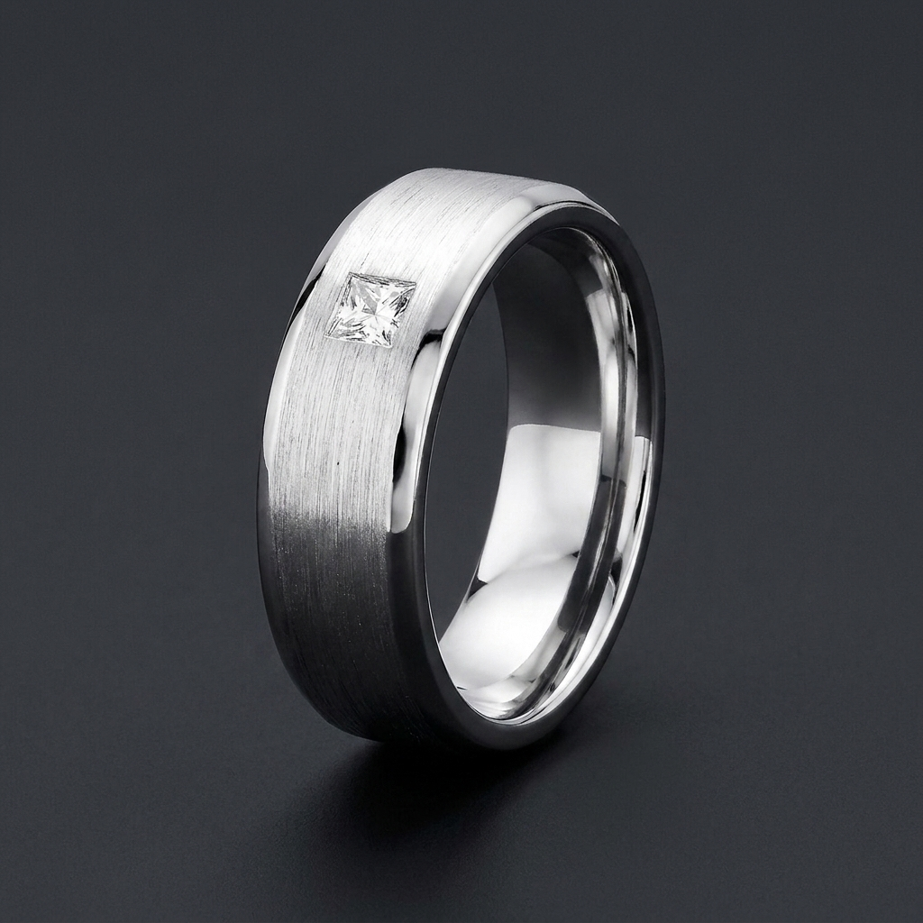 The Valen 0.15 CT Natural Diamond Men’s Band in 10 KT White Gold