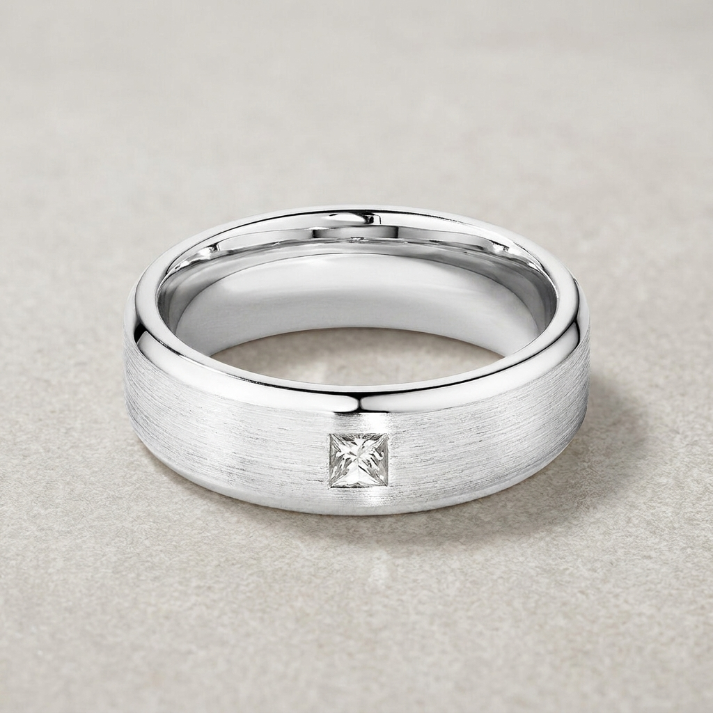 The Valen 0.15 CT Natural Diamond Men’s Band in 10 KT White Gold