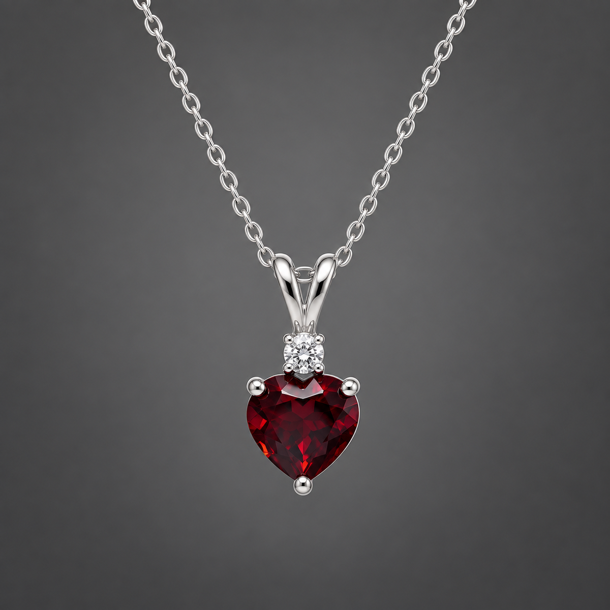 14K Rose Gold Heart Garnet & Lab-Grown Diamond Pendant Necklace