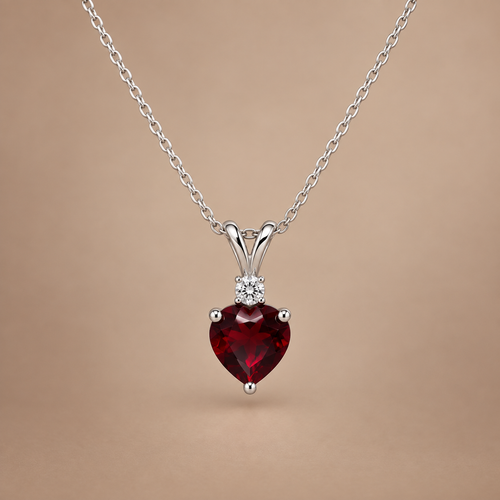 14K Rose Gold Heart Garnet & Lab-Grown Diamond Pendant Necklace