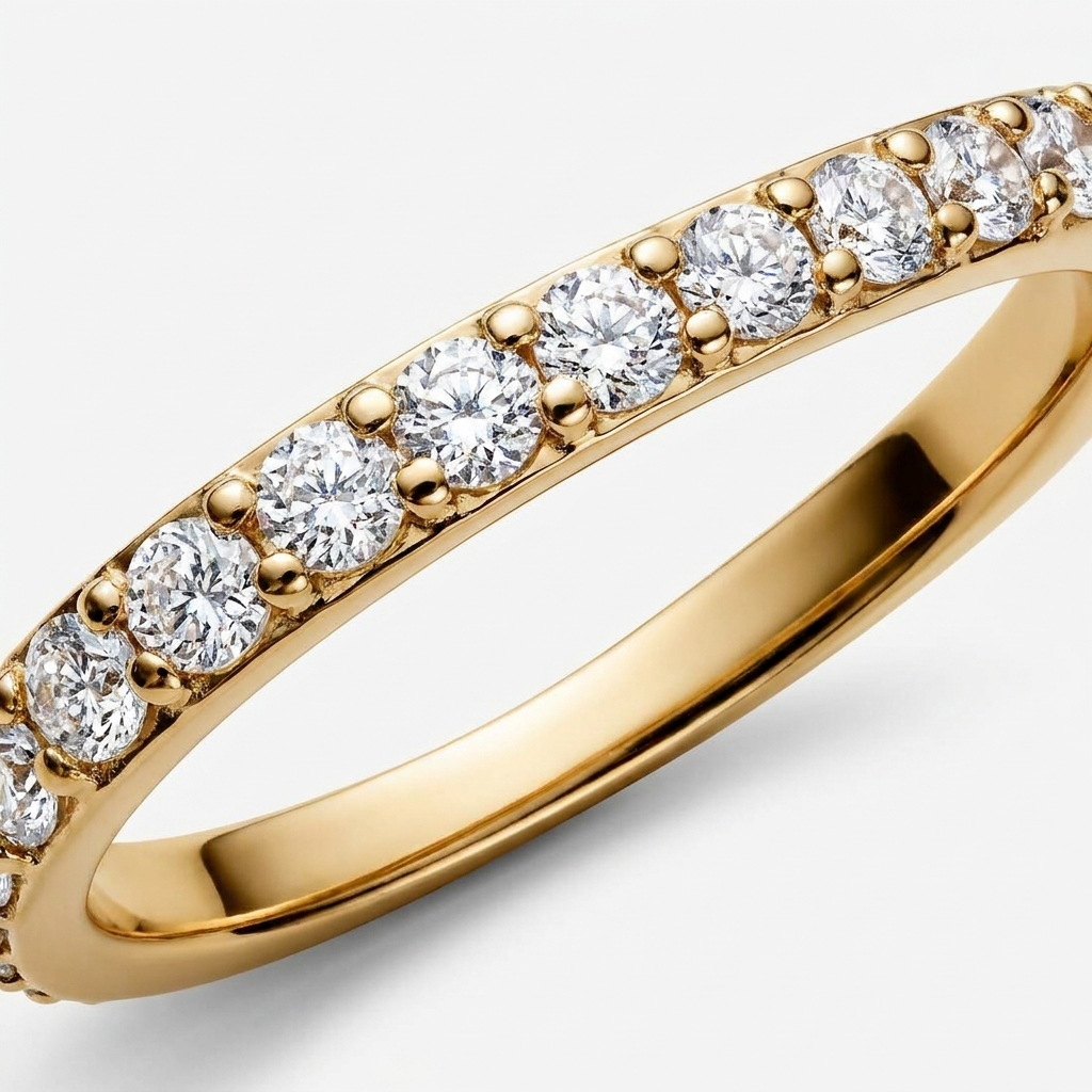The Aureline 0.11 CT Lab-Grown Diamond Half-Eternity Band in 14 KT Yellow Gold