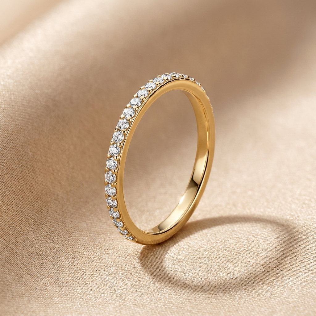 The Aureline 0.11 CT Lab-Grown Diamond Half-Eternity Band in 14 KT Yellow Gold