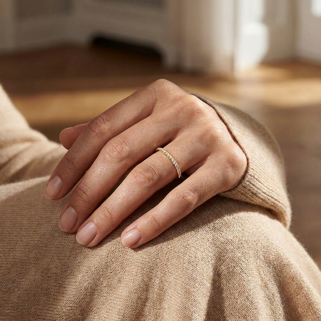 The Aureline 0.11 CT Lab-Grown Diamond Half-Eternity Band in 14 KT Yellow Gold