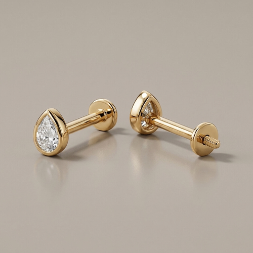 0.05 CT Lab-Grown Diamond Pear Stud Earrings - Earrings - Detail View view