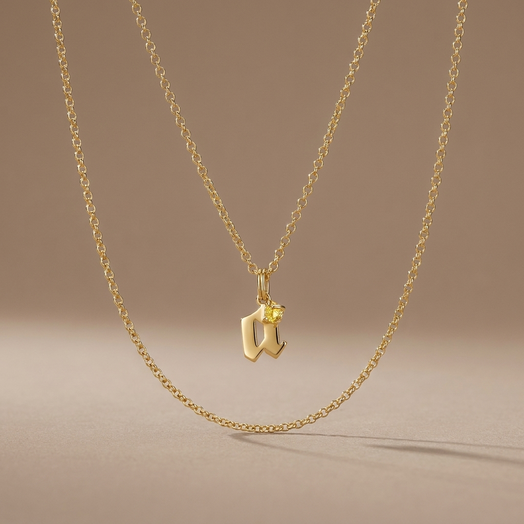 14K Gold Thin Layered Chain Necklace - front view view