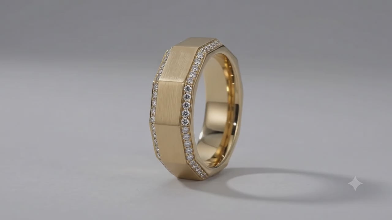 The Meridian Diamond-Edge 6mm Wedding Band in 14K Yellow Gold