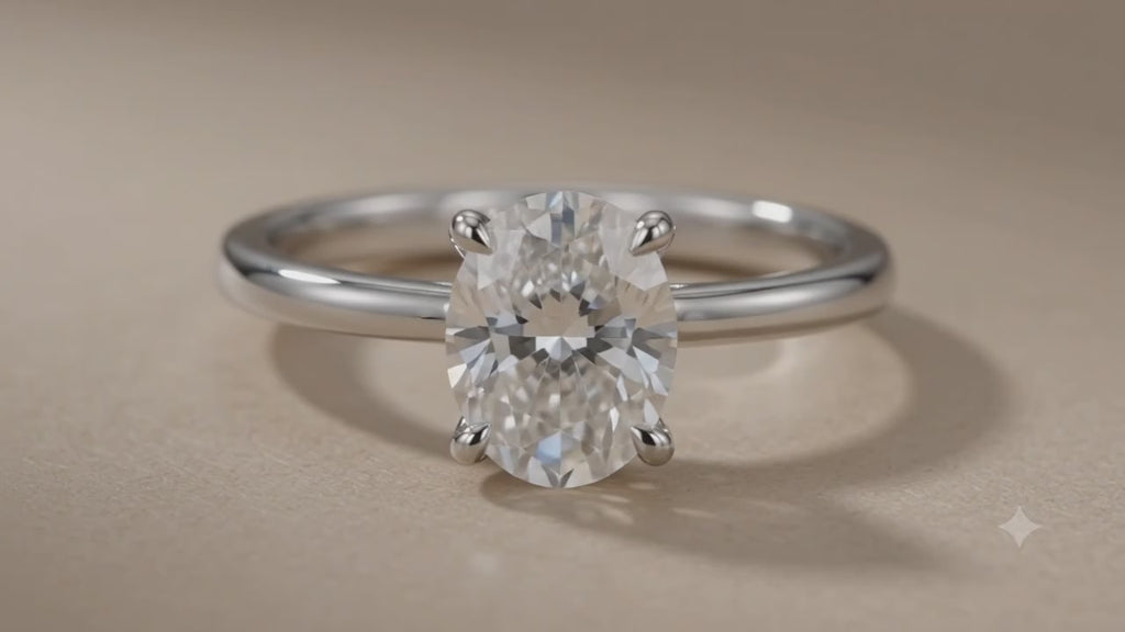 The Elowen 1 Carat Natural Oval Diamond Solitaire Ring in 14 KT White Gold