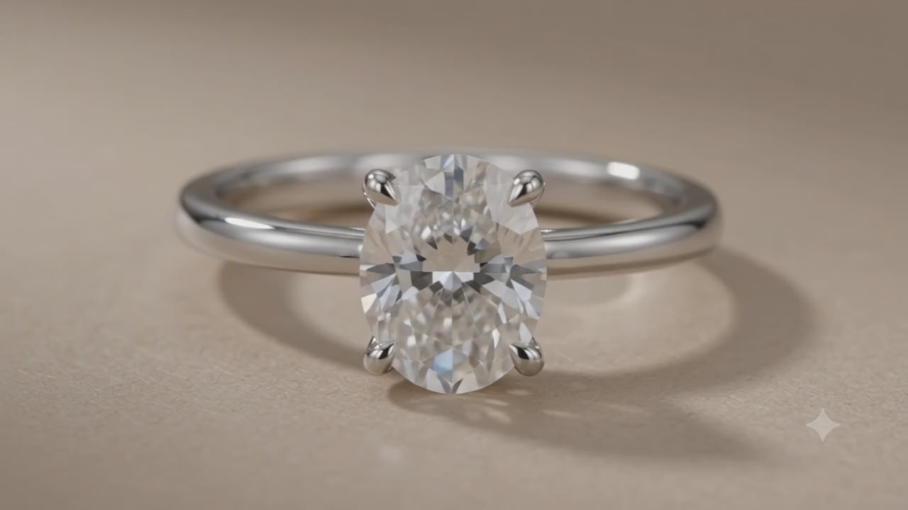 The Elowen 1 Carat Natural Oval Diamond Solitaire Ring in 14 KT White Gold