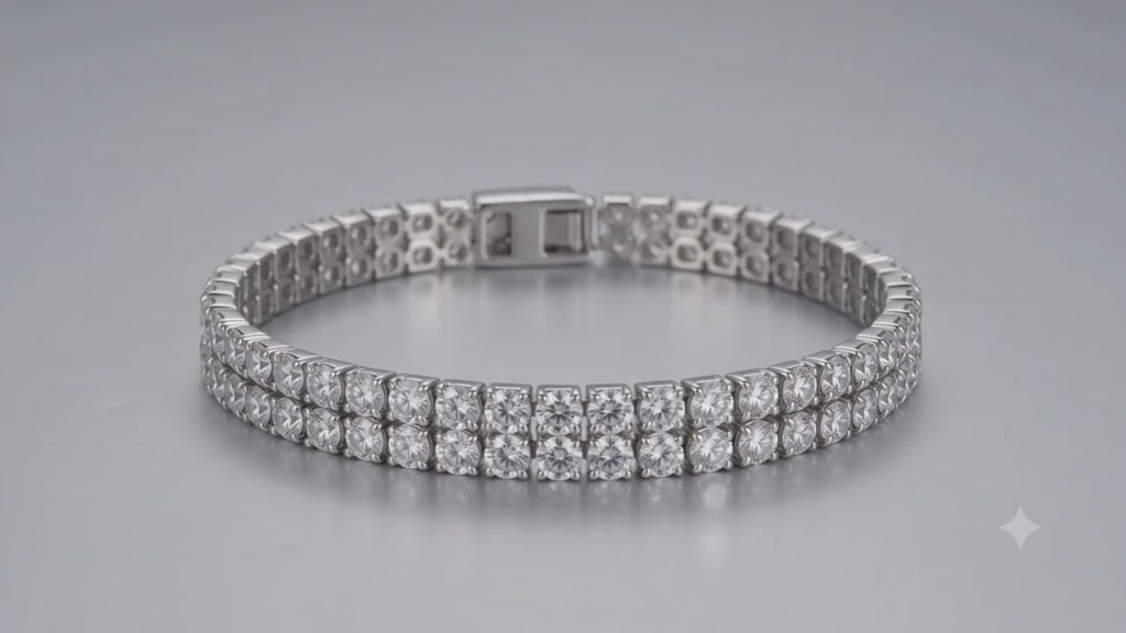 The Virelle 5 CT Double-Row Lab-Grown Diamond Tennis Bracelet in White Gold