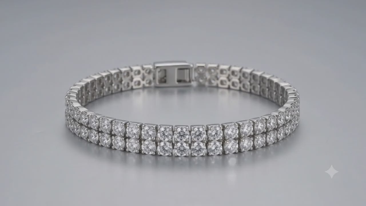 The Virelle 5 CT Double-Row Lab-Grown Diamond Tennis Bracelet in White Gold
